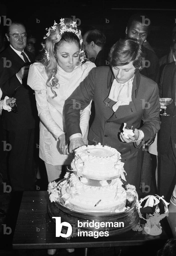 Wedding reception of Polish film director Roman Polanski and his bride, American actress Sharon Tate, held at the London Playboy Club following their wedding at Chelsea Register Office, 20th January 1968  (b/w photo)