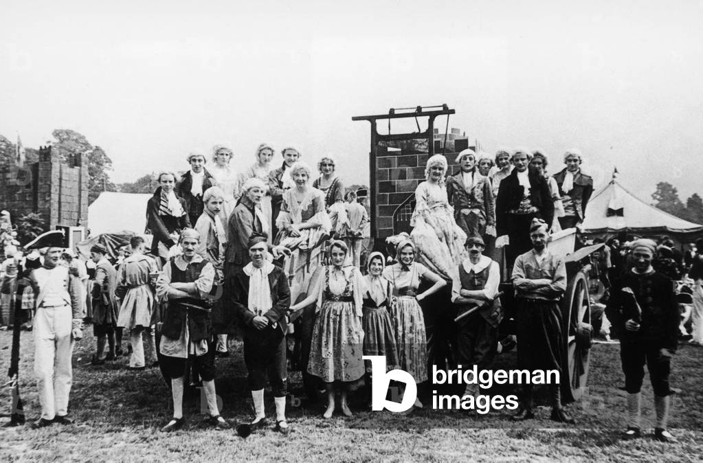 The 1937 Godiva Pageant , The Standard Motor Company staged a production of Marie Antoinette complete with guillotine, 1937 (b/w photo)