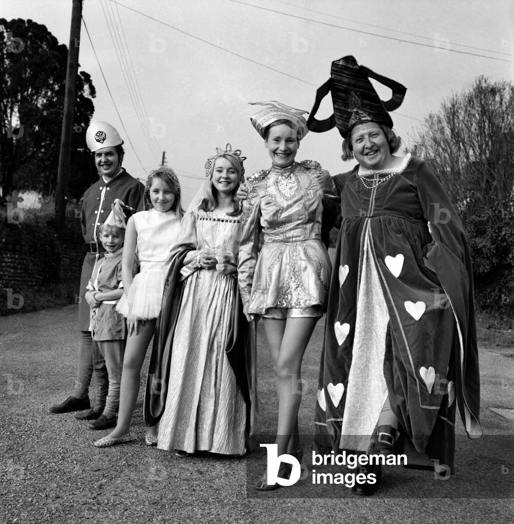 Panto Dame the Queen of Hearts is the Vicar Rev. Brian Berry, his shapely wife Jillian is Dick the Principal boy, and four of the family of five take part in the seasonal pantomime, January 1969
