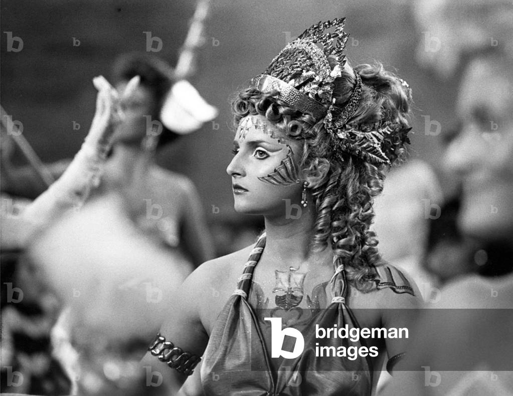 One of the contestants in a hair and beauty competition in Newcastle in April 1988 (b/w photo)