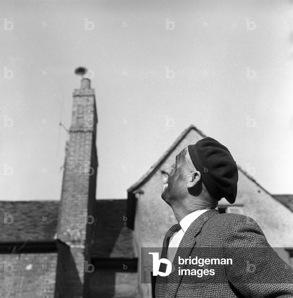 Chimney sweep (Ronald Neal) seen here at work, 1967 (b/w photo)
