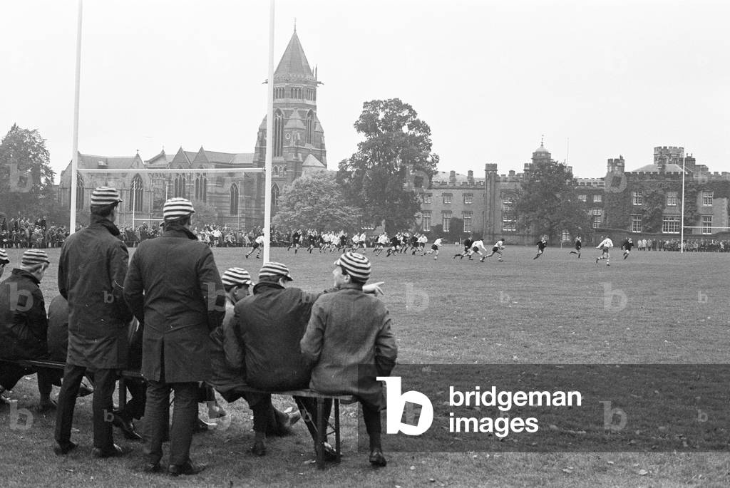 Warwick v London Wasps, Rugby Union match at Rugby School, Rugby, Warwickshire, October 1966 (b/w photo)