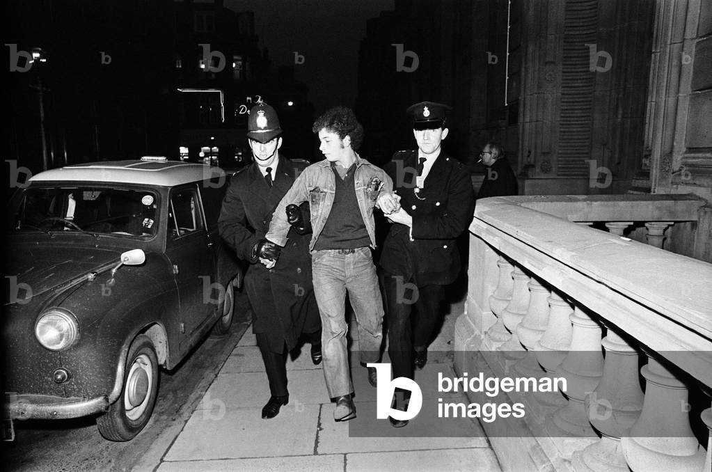 Aston Villa fans protest about their team's poor performance outside the Sunday Mercury offices in Colmore Circus. 9th November 1968 (photo)