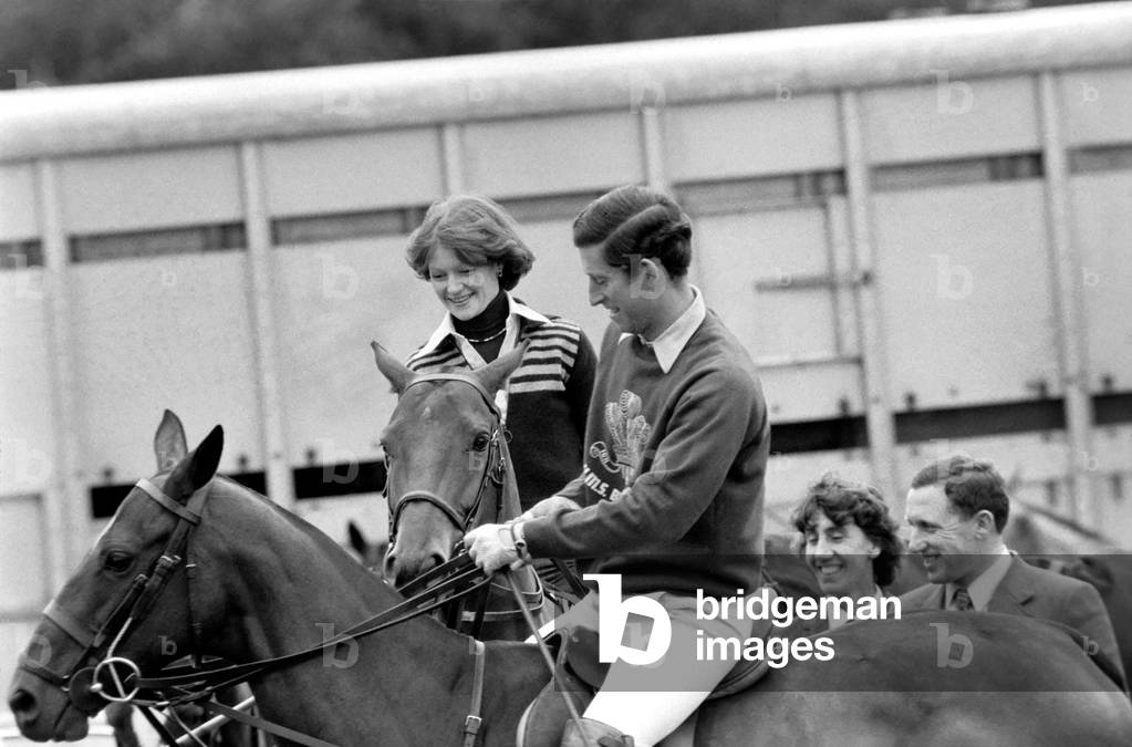 Prince Charles. Polo at Windsor with girlfriend Lady Sarah Spencer, June 1977