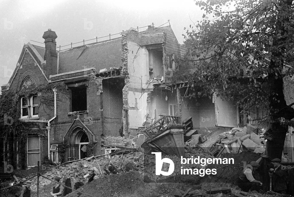 Alfieri. Air Raid damage to house at Kingston Hill, Redford. October 2nd 1940