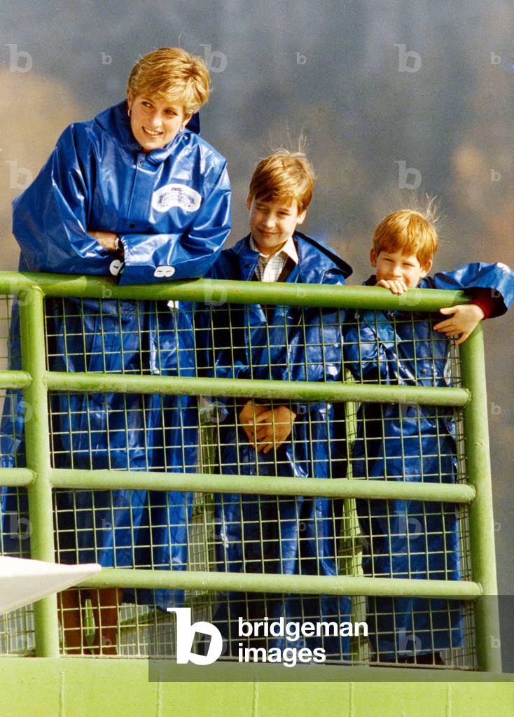 Princess Diana with Prince Harry and William, October 1991