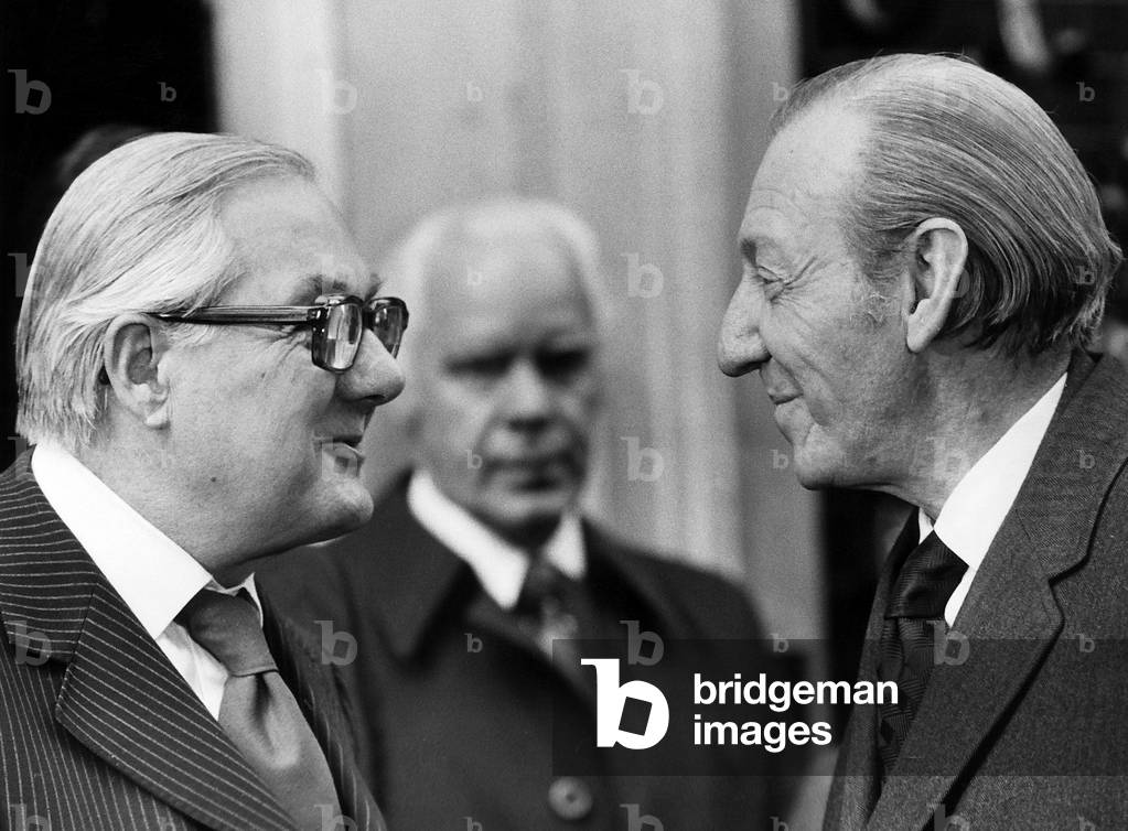 James Callaghan Prime Minister meeting United Nations Secretary of State Kurt Wajdheim at 10 Downing Street 
1978