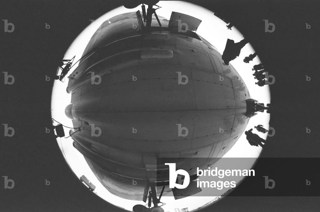 Avro Vulcan Bombers at RAF Station 12th February 1965.

Photographed from underneath - belly of aircraft using a fish eye lens