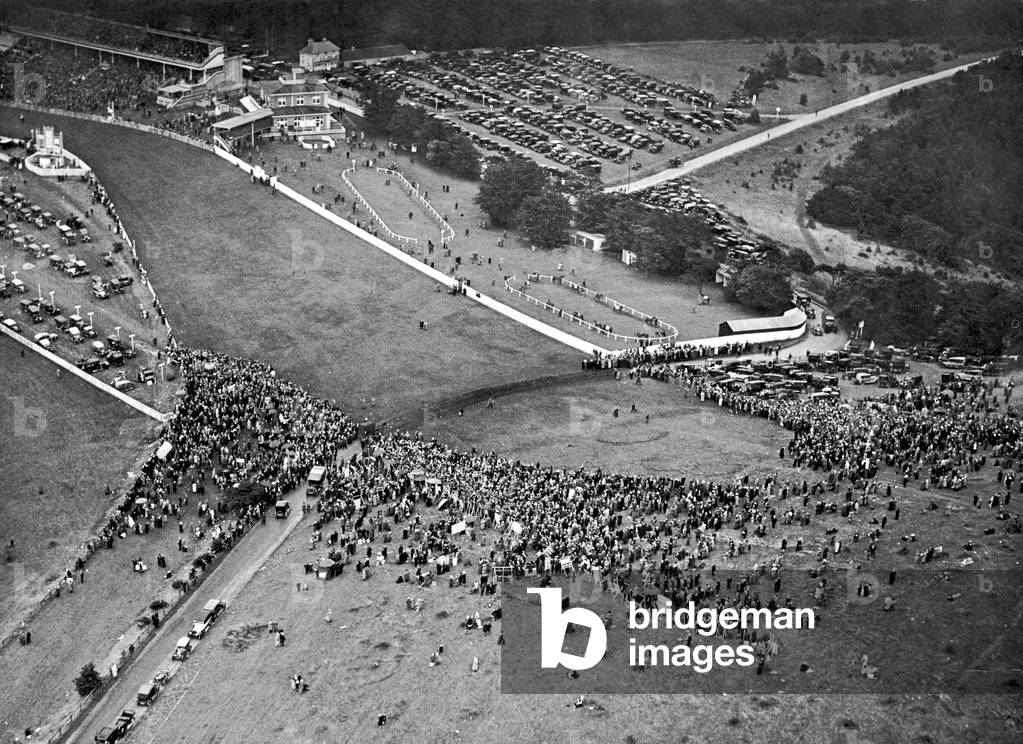 Aerial view of Glorious Goodwood. 2nd August 1923 (b/w photo)