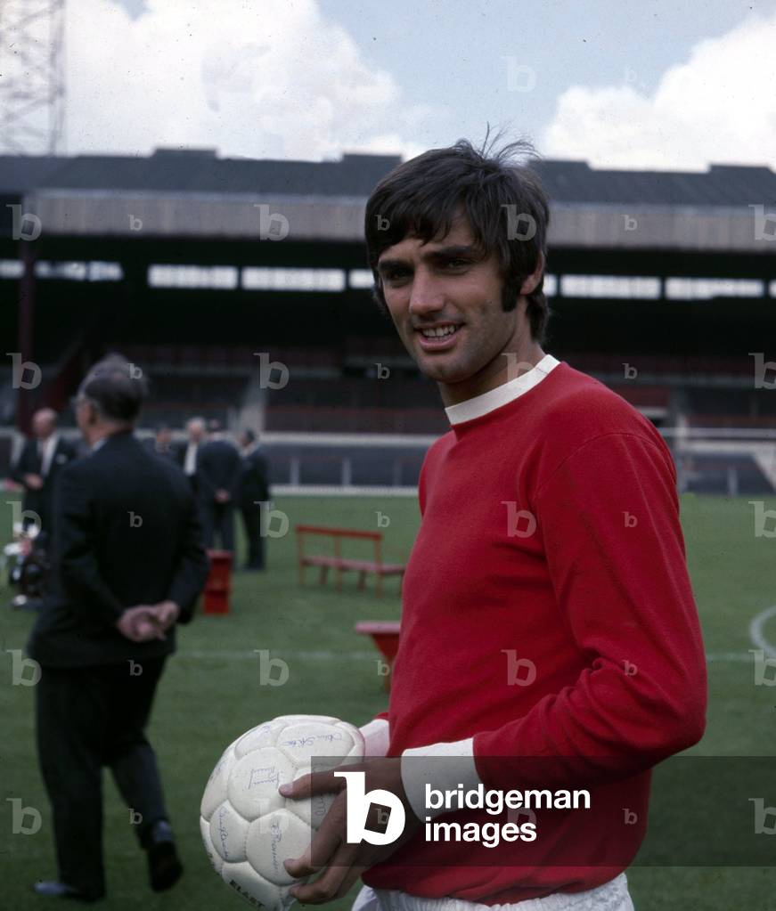 Manchester United footballer George Best poses at Old Trafford c. 1965 (photo)
