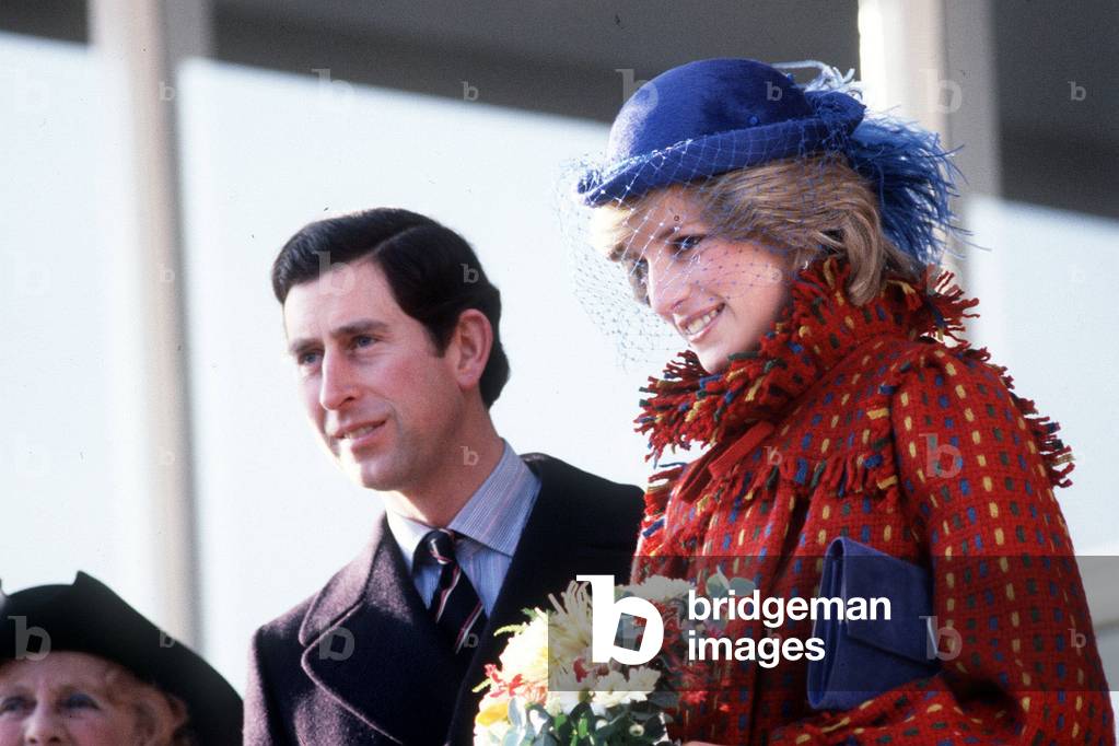 Prince and Princess of Wales at the Guildhall Wrexham.
Prince Charles and Princess Diana. 
November 1982