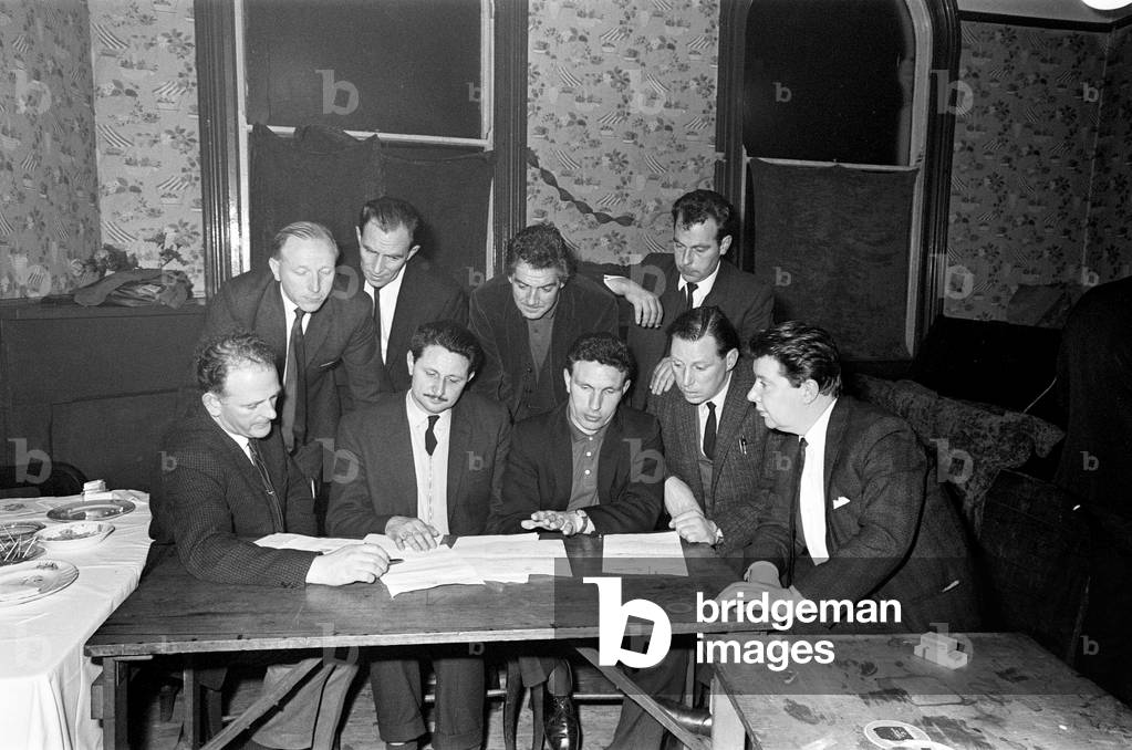 A meeting takes place at Highgate United F. C. 27th February 1967 (photo)