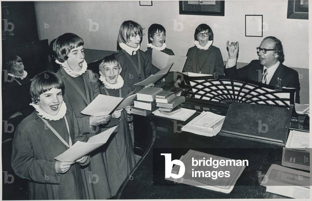 Lib - The boys of the Newcastle Cathedral Choristers on July 17, 1974 (b/w photo)