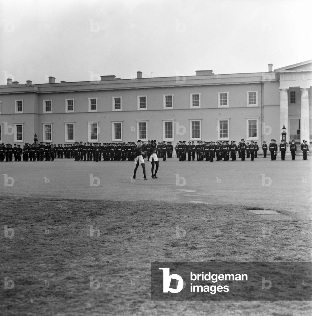 Glamour/Military/Unusual: Bunny girls at Sandhurst, April 1977 (b/w photo)