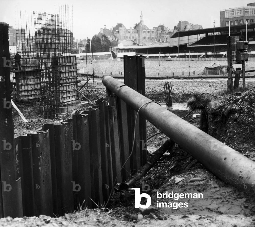The new stand under construction at Cardiff Arms Park 17th January 1969 (b/w photo)