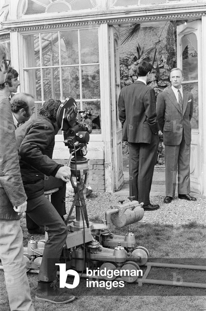 Filming of the final episode of the second series of the television programme Callan, starring Edward Woodward. Picture shows: Edward Woodward as Callan during filming. 20th April 1969 (b/w photo)