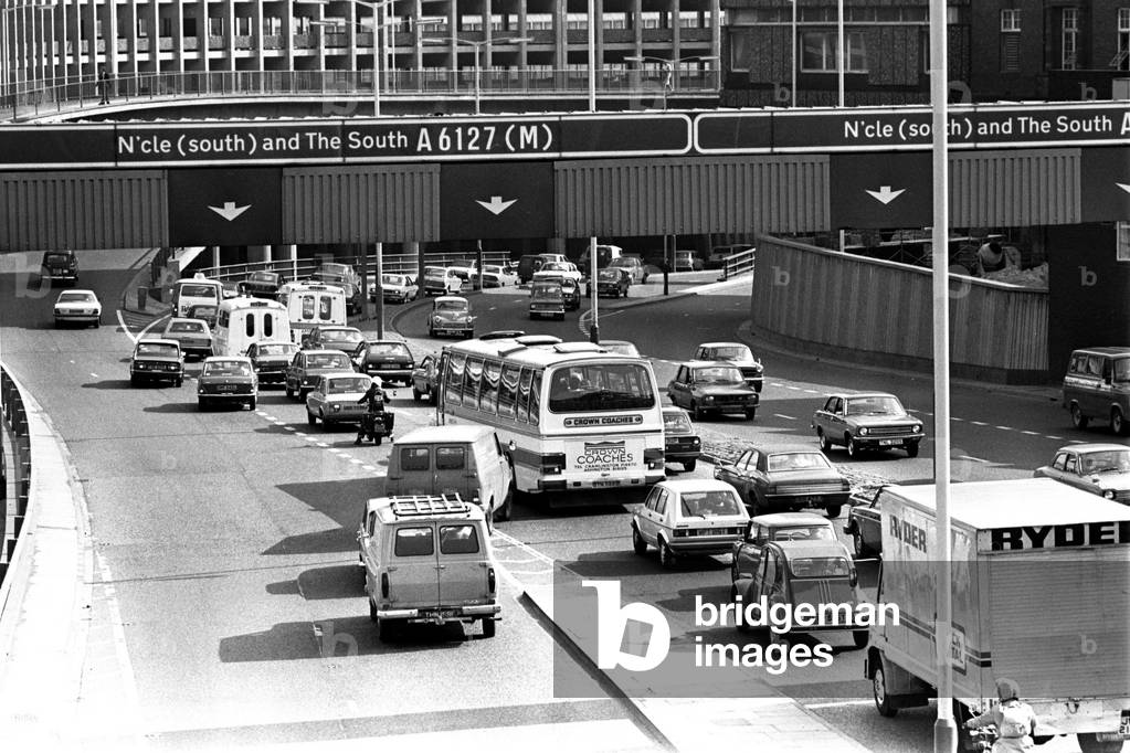 General scenes of traffic scenes in Newcastle - traffic jams on the Central Motorway, 20 June 1979 (b/w photo)