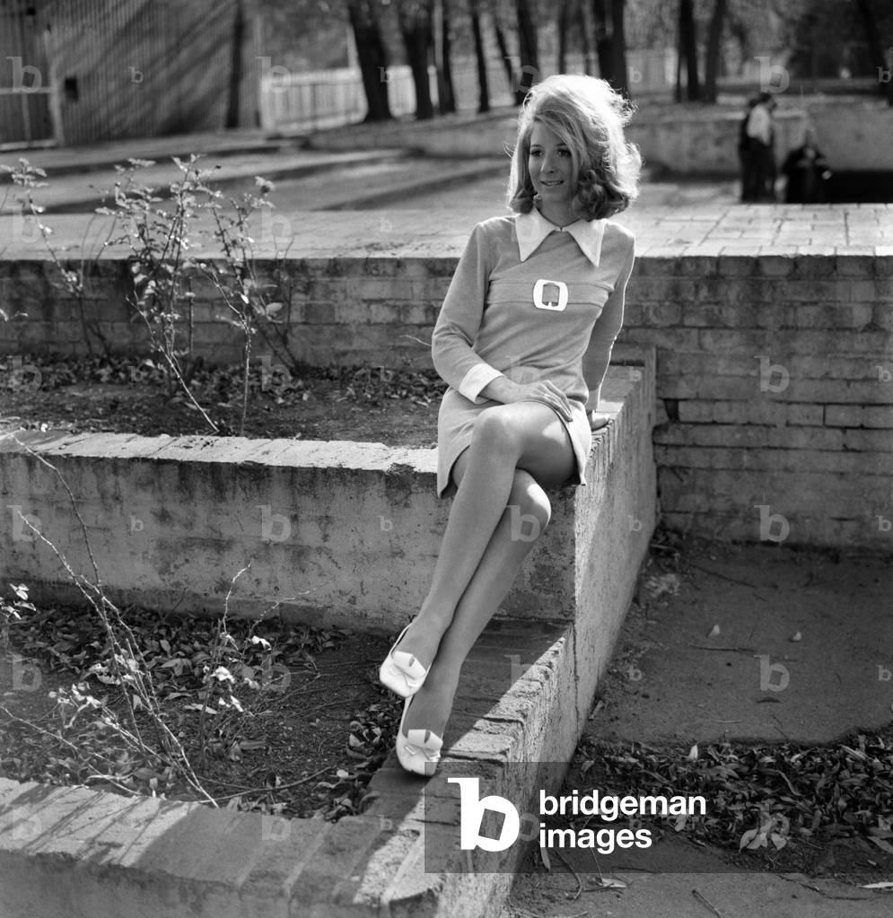 The sky's her limit. Young actress Joanna Carol is simply flying from part to part in the world of films and television. This year she has worked on three films, moving over to 'Randall and Hopkink' on television, while doing another for German Television screening, October 1969 (b/w photo)