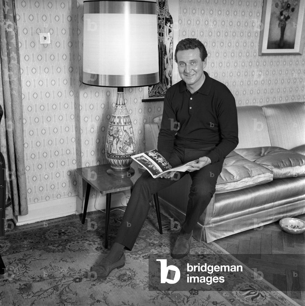 Actor Patrick McNee seen here at home, 1960 (b/w photo)
