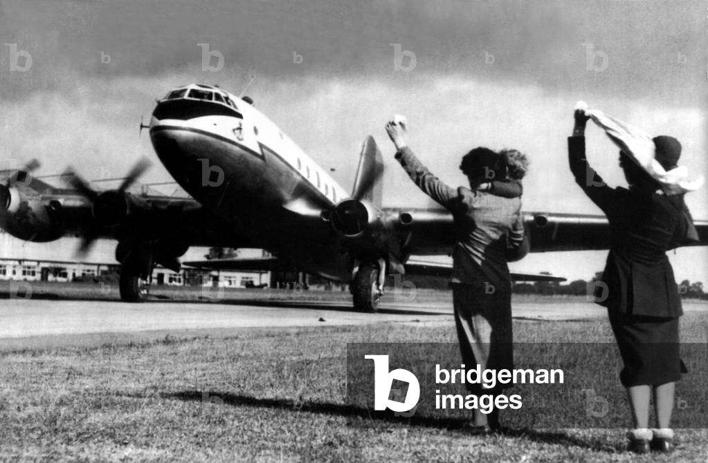 North East nen onboard RAF Handley Page Hastings aircraft, September 1952