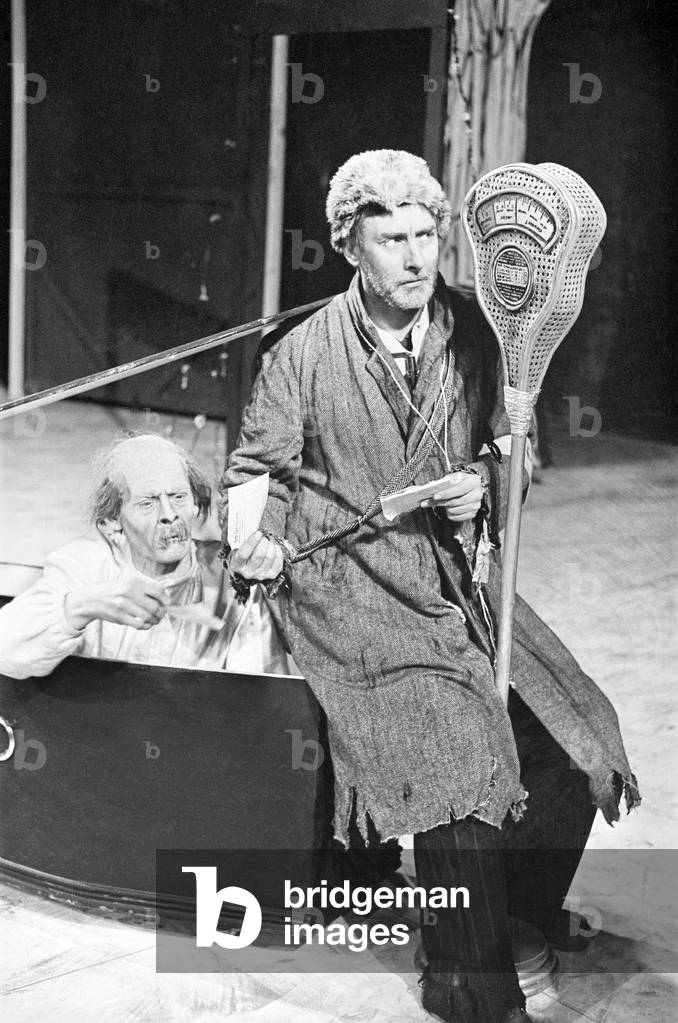 Spike Milligan seen here during the photo-call, for The Bed Sitting Room at the Mermaid Theatre, London 30th January 1963 (b/w photo)
