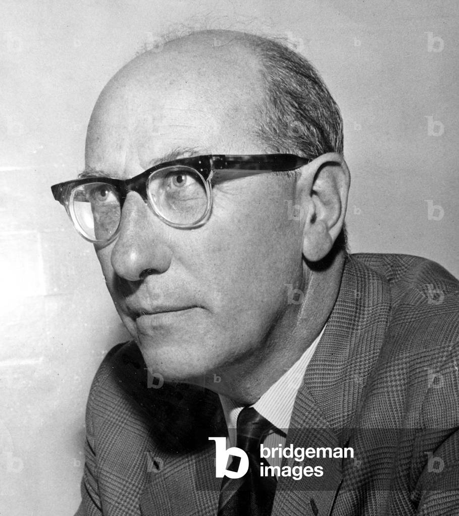 Daily Mirror sports writer Archie Ledbrooke January 1957 (b/w photo)