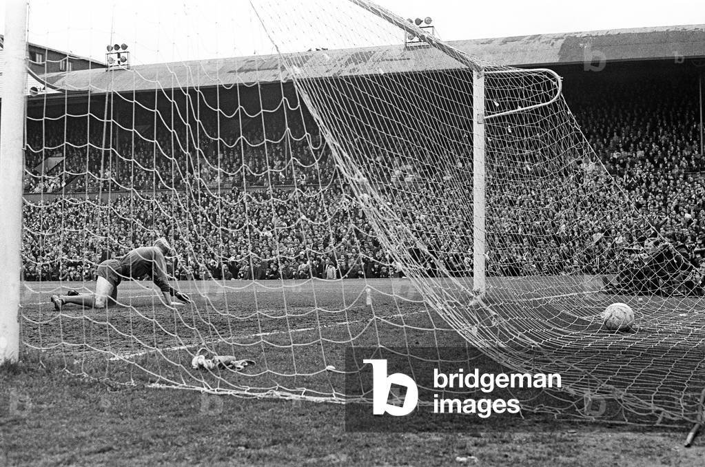 Newcastle Utd v Manchester City 11th May 1968 League Division One Match at St James ParkBall in back of the net. Final Score Newcastle 3 Manchester City 4 (photo)