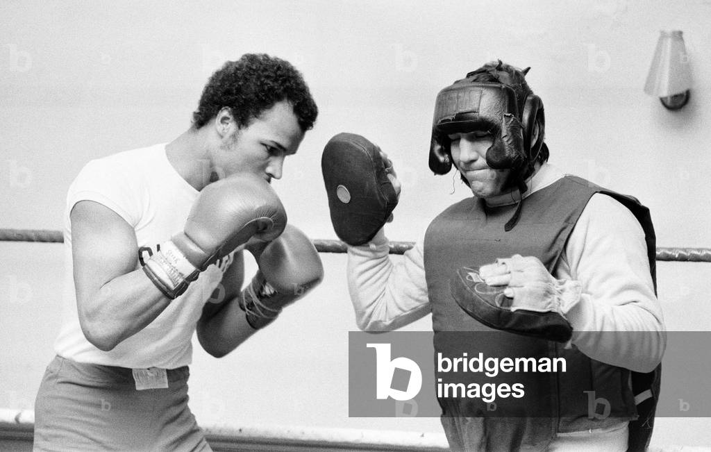 John Conteh, Boxer, training in ring, 18th February 1976 (b/w photo)