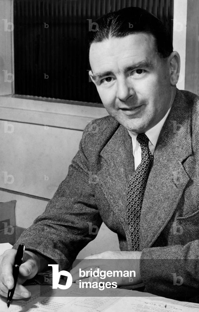 Warwickshire County Cricket Club secretary Leslie Deakins. Circa August 1954 (b/w photo)