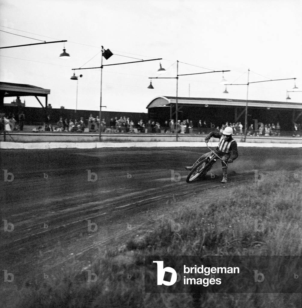 Speedway action at Liverpool World Championship. June 1960