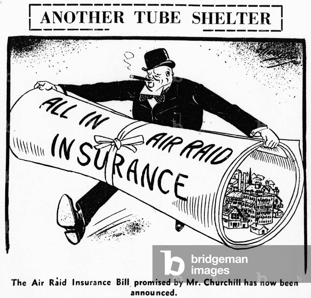 Middleton Birmingham Gazette cartoon: Another Tube Shelter. Friday 13th December 1940 (b/w photo)
