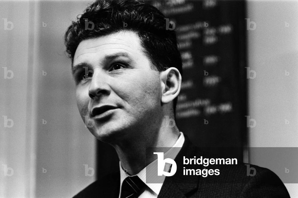 Conservative MP for Smethwick, Peter Griffiths, talking to young conservatives. London, 5th November 1964 (b/w photo)