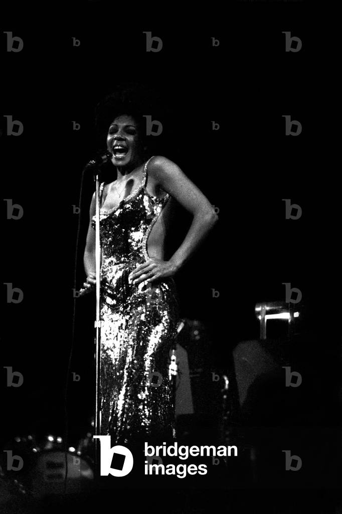 Shirley Bassey performing on stage in concert at Newcastle City Hall 30th April, 1971