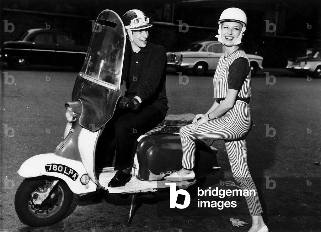 Mods beside scooter 1961 (b/w photo)