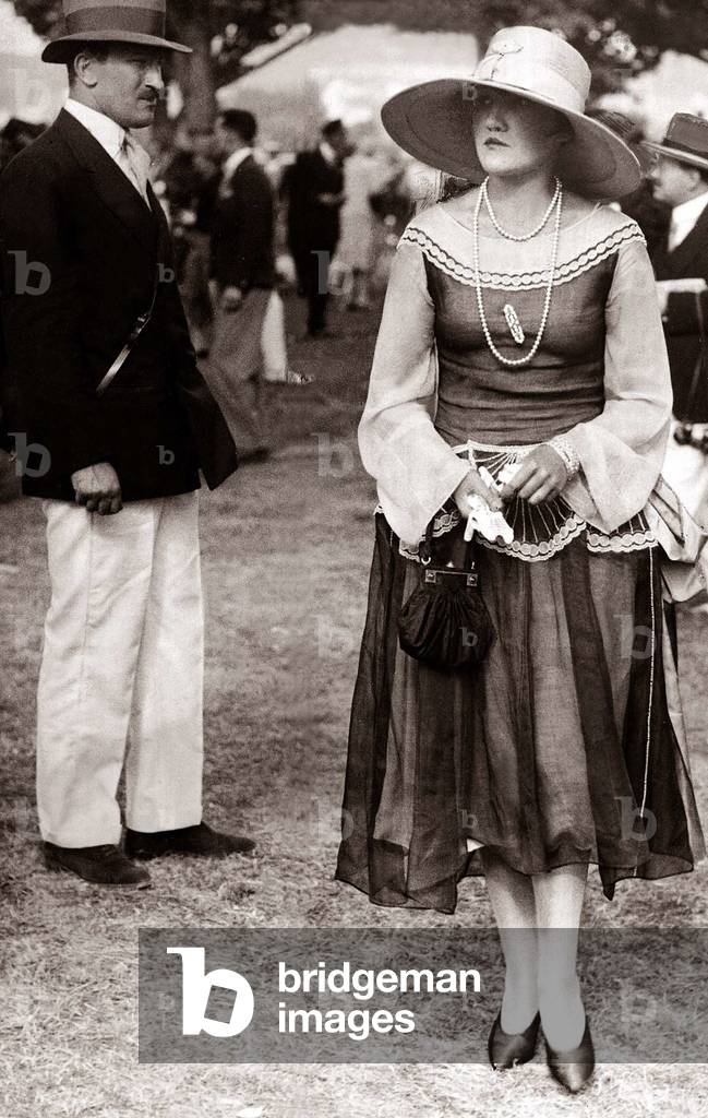 Ascot Fashion, Lady dressed for Ascot races, August 1926 (b/w photo)