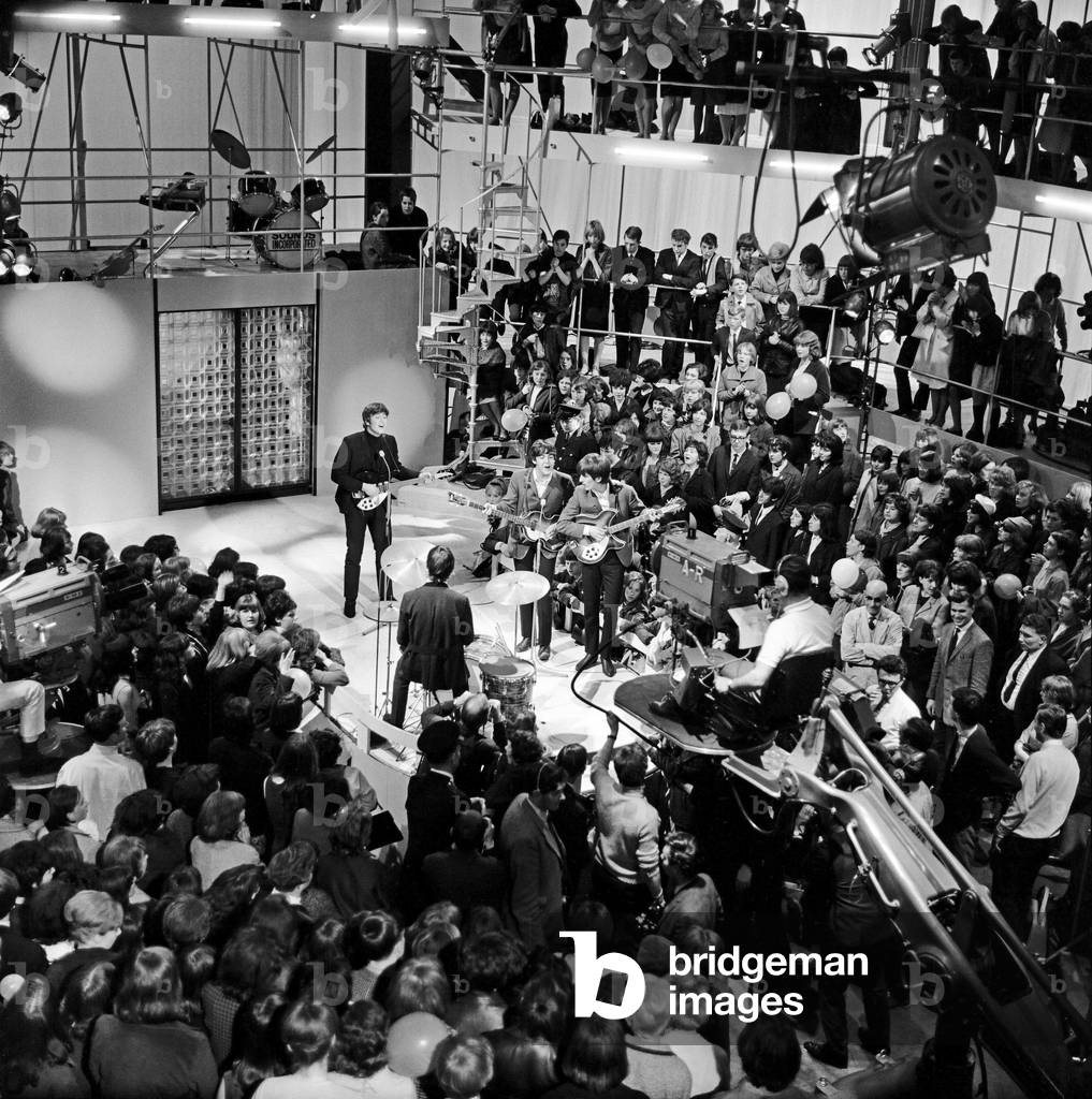 The Beatles appearing on the television Show 'Around the Beatles' 6 May 1964 (b/w photo)