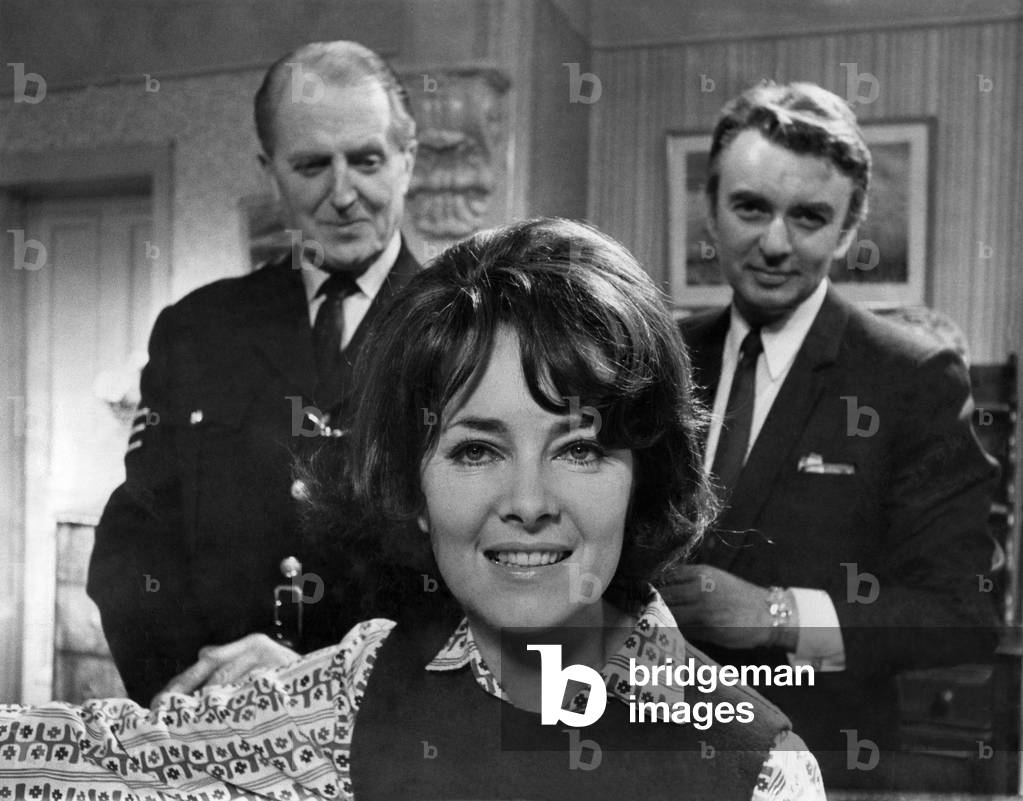 The famous Dixon of Dock Green Trio back on your screens soon. Jack Warner as Dixon, Jeanette Hutchinson as Mary, and Peter Byrne as Andy Crawford, August 1969