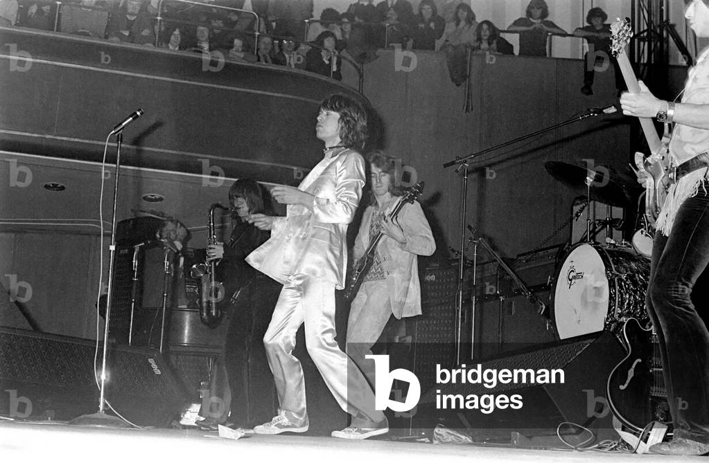 Rolling Stones: During their concert at The Free Trade Hall in Manchester 5 March 1971 (b/w photo)