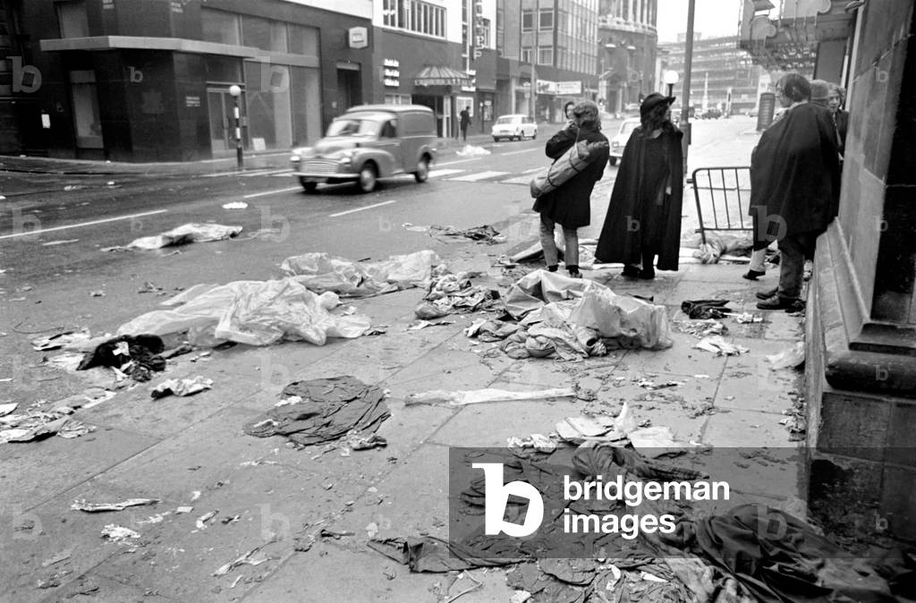 Queue for Rolling Stones Concert in Manchester. February 1971 (b/w photo)