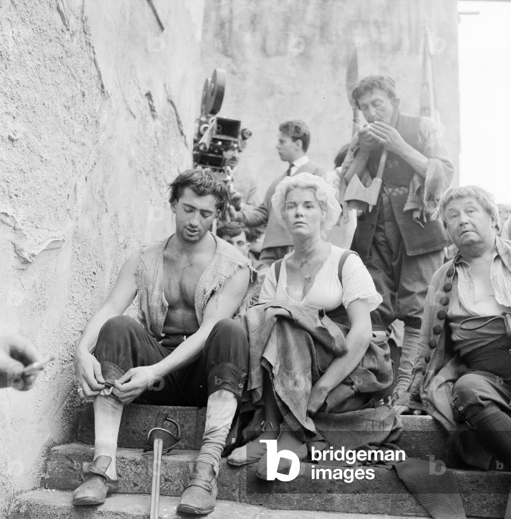 Filming of 1958 film 'A Tale of Two Cities' by Charles Dickens at Pinewood Studios on 1st September 1957 (b/w photo)