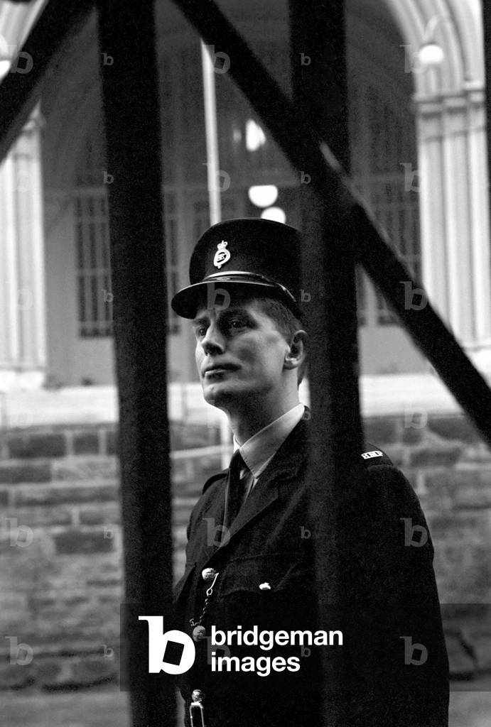 Crime Prisons: Prison Officer John Gaynor at work in Strangeways Jail, Manchester. November 1969