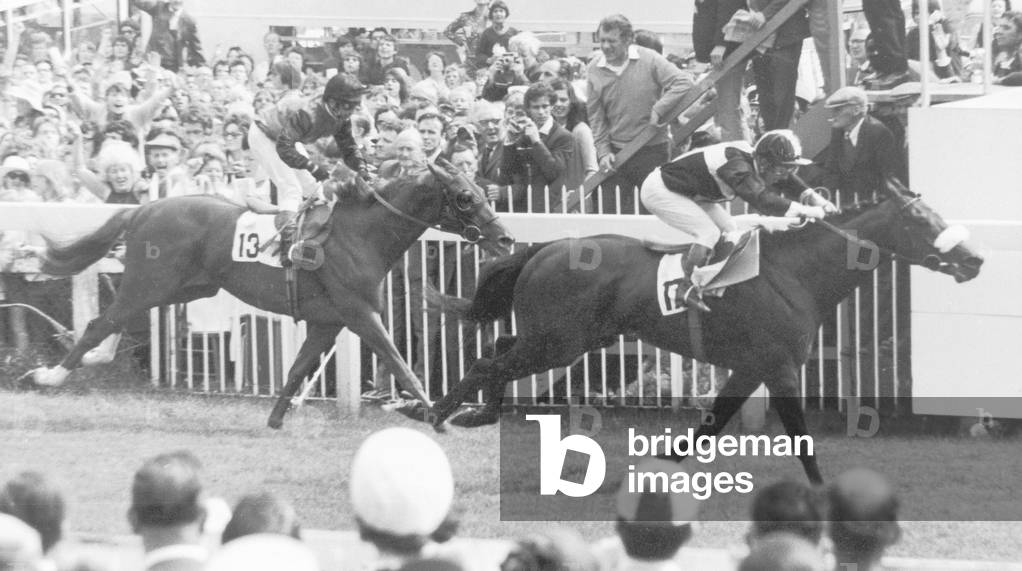 Mill Reef and Geoff Lewis (17) seen here winning Britains premier classic 