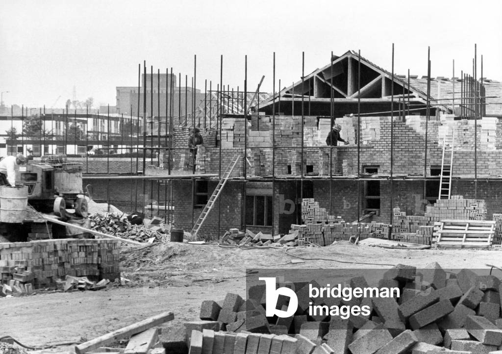 Building new homes at Washington New Town. The industry needs much more activity of this sort. 14th June 1978 (b/w photo)