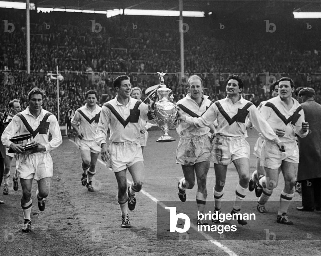 Wakefield Trinity players on their lap of honour following their victory in the Rugby League Cup Final over Wigan at Wembley 11th May 1963