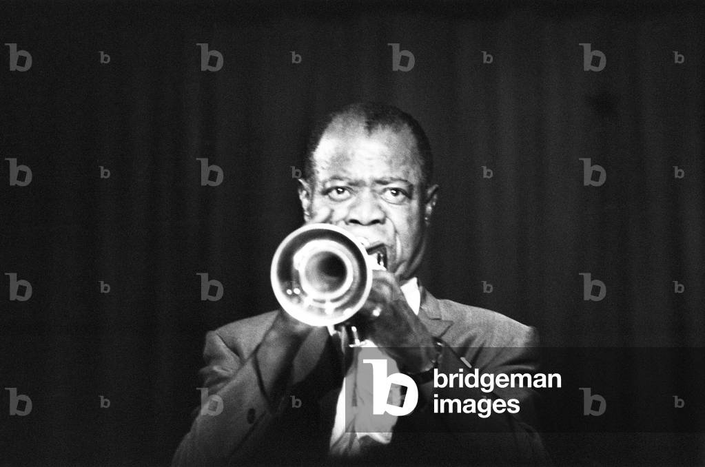 Louis Armstrong photographed circa 1968 (b/w photo)