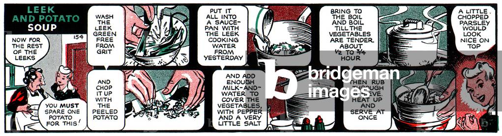 Leek and Potato Soup, Patsy's Cookery Strip, c. 1946