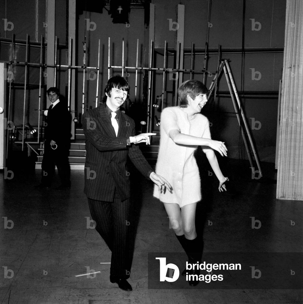 The Beatles drummer Ringo Starr with pop singer Cilla Black, 6th February 1970 (b/w photo)