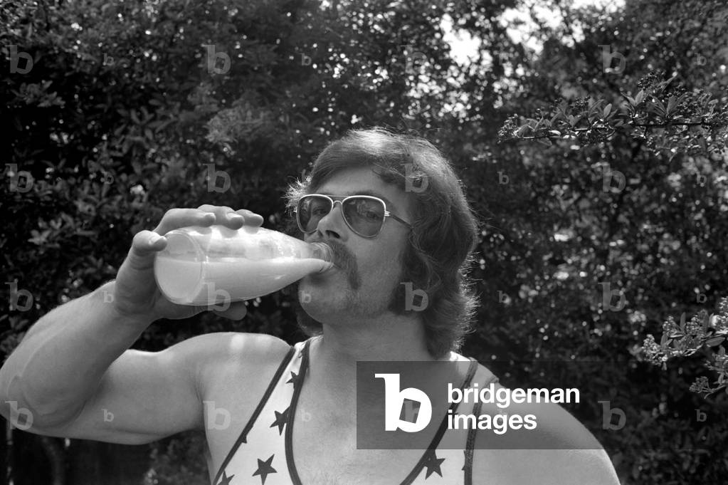 Mike Winch (athelete shot-putter) puts his success down to drinking milk. July 1974