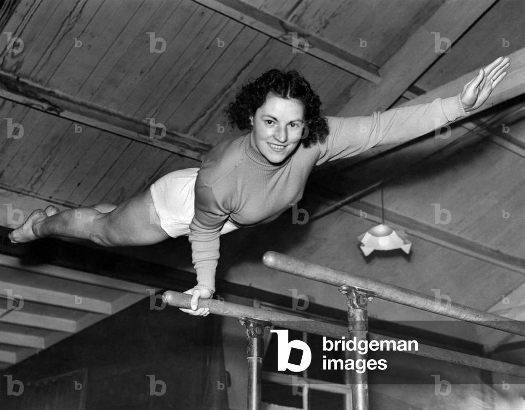 Mrs. Bell (hand balancing) as Clarice Hanson before her marriage won this championship four times and the Northern Counties Championship six times. March 1939