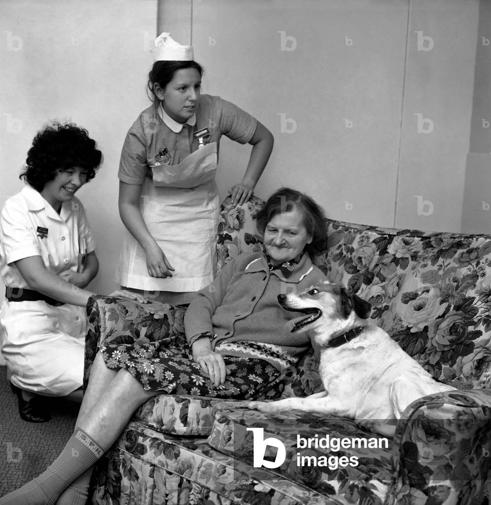 Woman and Dog. Miss Emily Hoban 79, February 1975 (b/w photo)